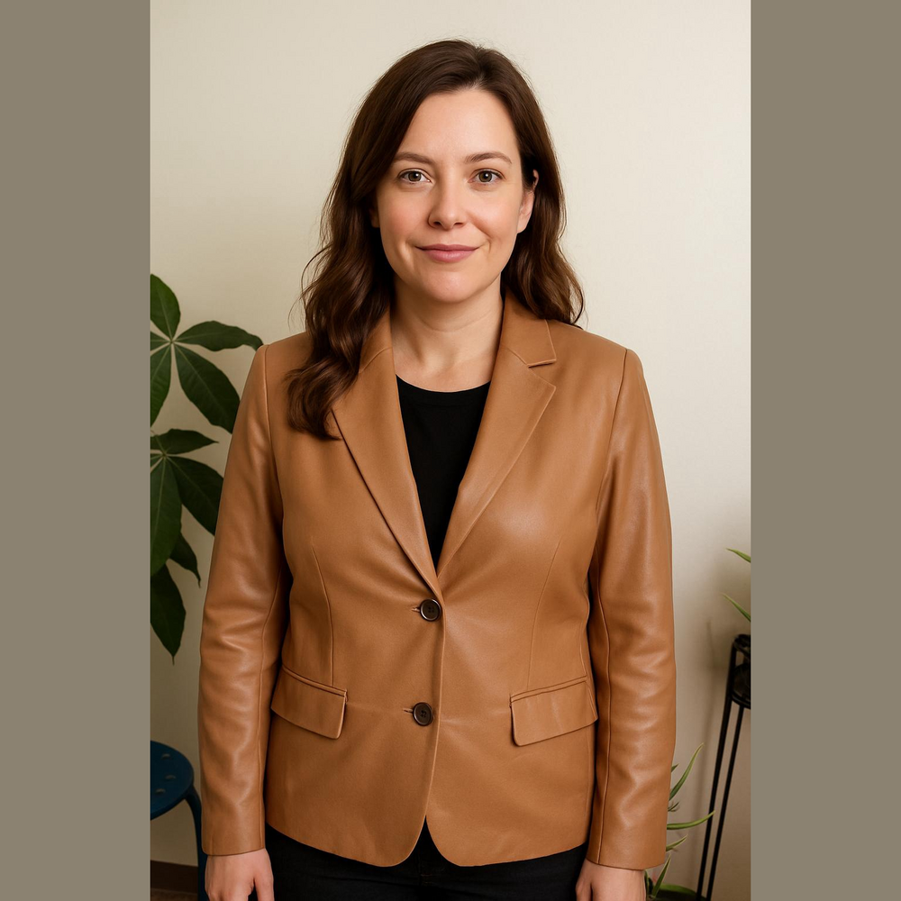 A New Day Camel Brown Faux Leather Blazer XSmall